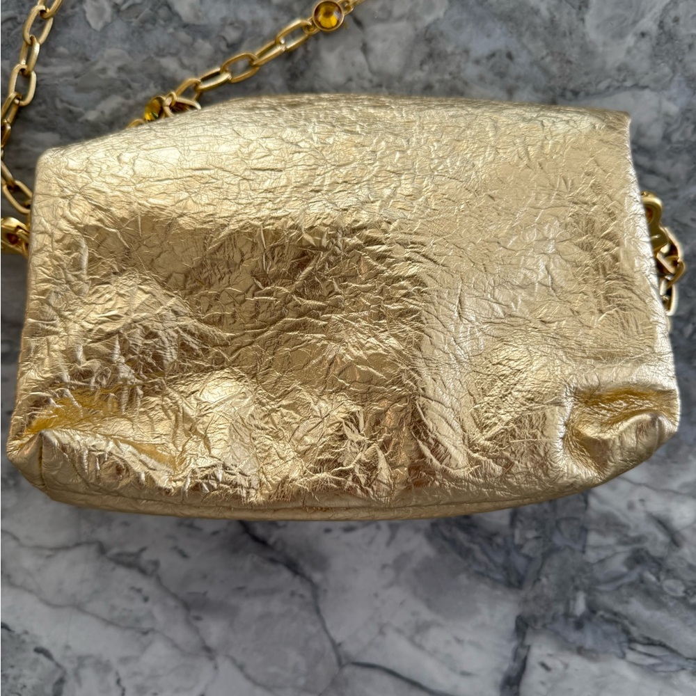 Zadig & Voltaire Gold Textured Clutch with Chain - Picture 5 of 8